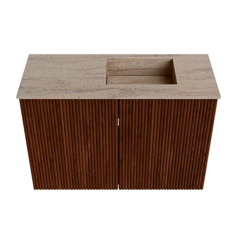 Mondiaz JOYA-DLUX 60cm meuble de salle de bains - couleur Ruby - Vasque FAYE position Droite Sans trou de robinet couleur Saba. SW1425574