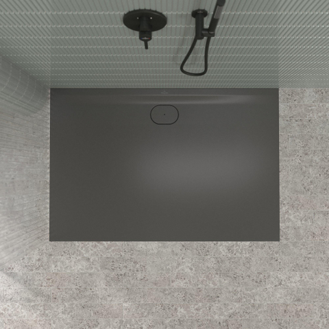 Villeroy & Boch Ecora douchebak - 150x100x3.5cm - afvoer lange zijde - anthracite (antraciet) SW1558973