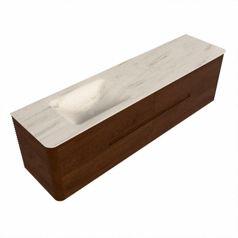 Mondiaz CIRO-DLUX Meuble de salle de bains - 180x45x50cm - Plan vasque solid surface Meli - 1 vasque à gauche - 1 trou de robinet - 4 tiroirs - Ruby SW1531800
