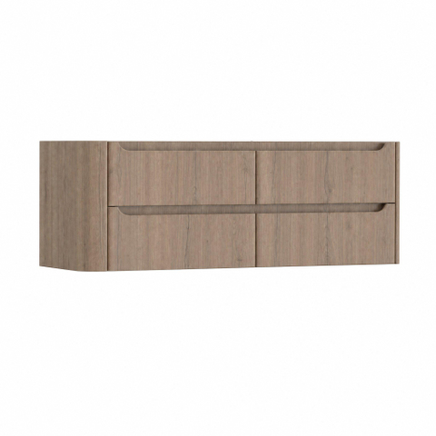H&R Badmeubelen Juice Wastafelonderkast - 140x45x50cm - linkerhoek afgerond - 4 lades - geïntegreerde greep - charleston SW1490353