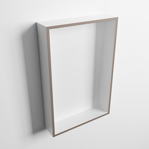 Mondiaz Easy nis 29.5x44.5x8cm voor Inbouw/opbouw 1 open vak Solid surface Talc/Smoke SW643658