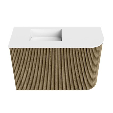 Mondiaz JOYA 61.6cm toiletmeubel - ronding rechts kleur Dusk - Wastafel FAYE positie Links Zonder kraangat kleur Talc. SW1421605