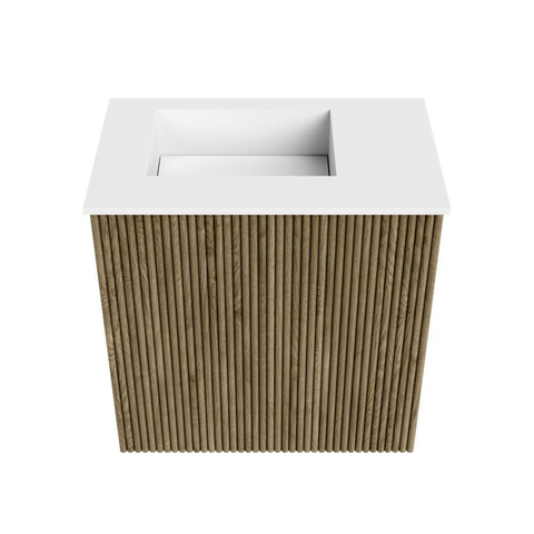 Mondiaz JOYA 40cm toiletmeubel - kleur Dusk - Wastafel FAYE positie Links Zonder kraangat kleur Talc. SW1421559