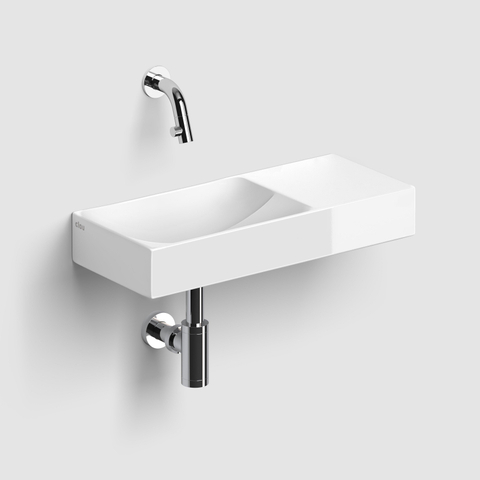 Clou Vale keramiek fontein 45x19x7cm voorbewerkt kraangat rechts Wit glanzend SW451465