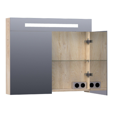 BRAUER Promise Deluxe armoire de toilette – 80 x 70 x 15 cm – LED directe – Forest Wheat SW371695
