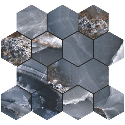 Terravito Sorella Mozaïektegel - 27x29cm - hexagon - 9mm - Bleu glans SW890789