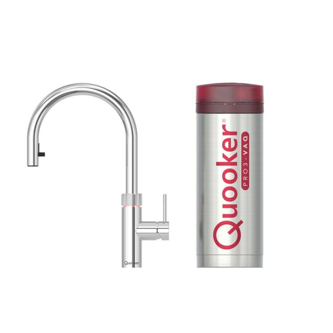 Quooker Flex Robinet de cuisine eau froide, chaude et bouillante avec mousseur extractible et réservoir PRO3 chromé SW75950