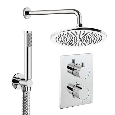 Crosswater MPRO ensemble de douche pluie encastré – douche de tête Ø 30 cm – douchette bâton – 2 leviers – chrome SW1472527