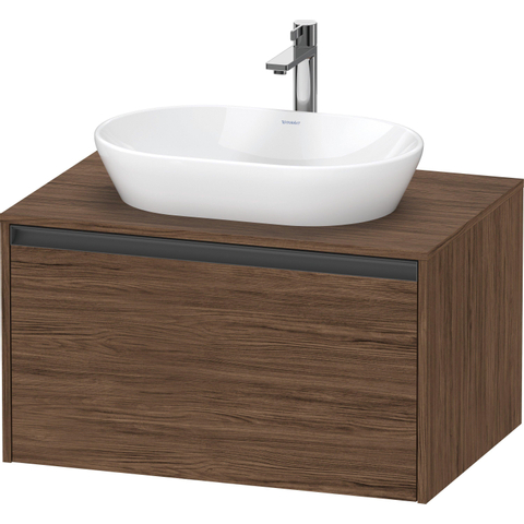 Duravit Ketho.2 Wastafelonderbouwkast - inclusief consoleplaat - met 1 lade - 80x55x45.9cm - met handgreep antraciet - donker noten mat SW771877