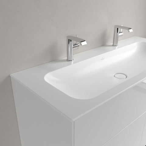 Villeroy & Boch finion meubelwastafel - met 2 kraangaten - 120x50cm CeramicPlus - zonder overloop - Stone White (mat wit) SW209578
