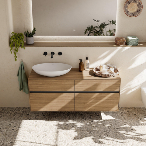 Villeroy & Boch Loop & Friends wastafeluitloop set - met kruisgreep - wandmontage - mat zwart SW974343