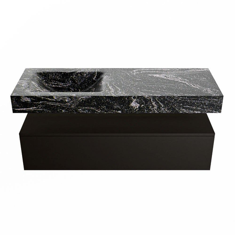 Mondiaz ALAN-DLUX Ensemble de meuble - 130cm - meuble Urban mat - 1 tiroir - Lavabo Cloud Lava suspendu - vasque Gauche - 0 trous de robinet SW808061