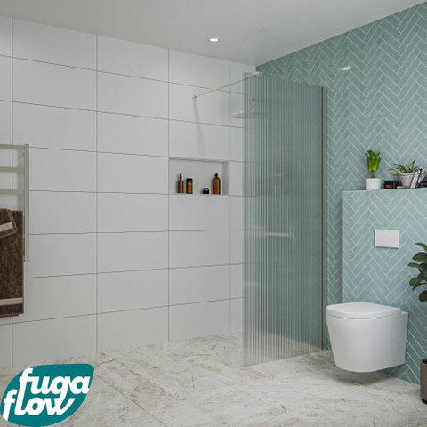 FugaFlow Eccelente Vetro inloopdouche badkamer - 80x200cm - ribbelglas - wandarm - geborsteld RVS SW1125070
