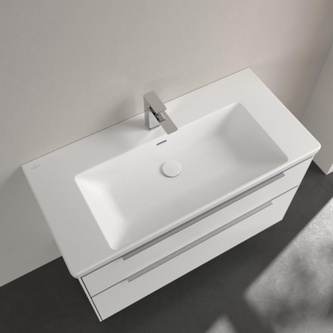 Villeroy & Boch Subway 3.0 meubelwastafel - 1000x470mm - met kraangat - met overloop CeramicPlus - Stone White (mat wit) SW641534