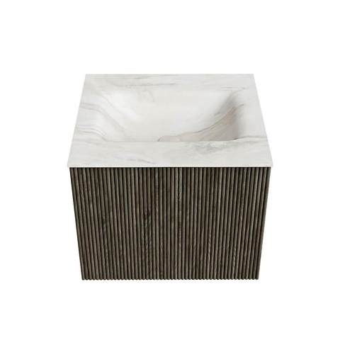 Mondiaz KURVE-DLUX Ensemble meuble de salle de bains - 50x46x40cm - 1 tiroir - vasque solid surface - milieu - sans trou de robinet - Shadow SW1414118