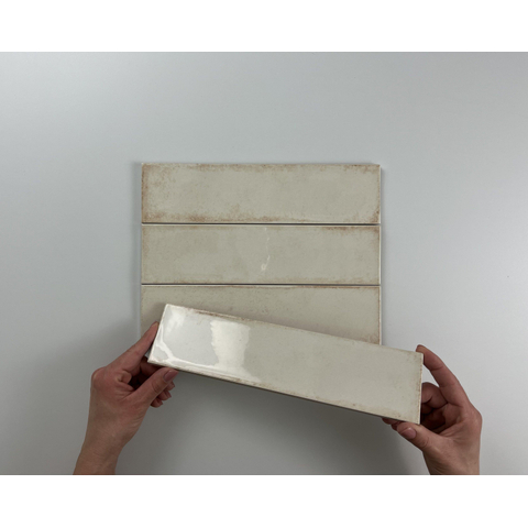 ÉCHANTILLON Terravito Dalmira carreau mural - 7.5x30cm - 8.6mm - Rectangle - Beige brillant SW736421
