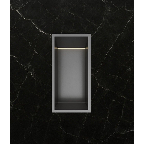 Hotbath &MORE Inbouwbox of inbouwnis - 30x15x10 - met LED - IP44 - PVD - geborsteld gunmetal (antraciet) SW1246540