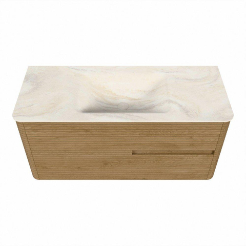 Mondiaz CIRO-DLUX Ensemble de meubles de salle de bains - 110x45x50cm - Lavabo solid surface Ostra - 1 vasque au milieu - 1 trou de robinet - 2 tiroirs - Chêne SW1531128