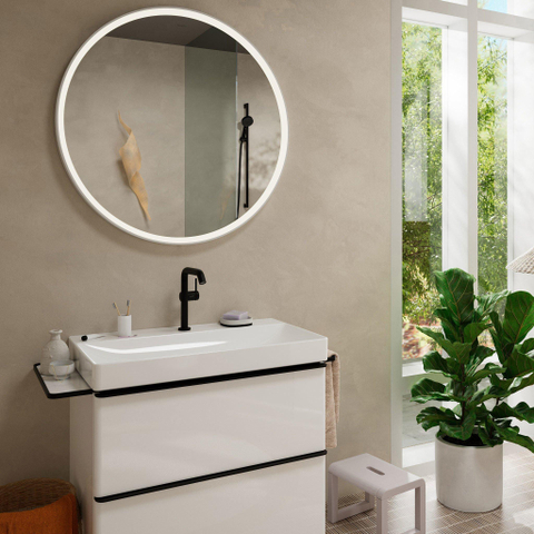 Hansgrohe Tecturis s Eengreeps wastafelkraan - 210 Fine - coolstart - met draaibare uitloop en PushOpen - afvoerplug - mat zwart SW918532
