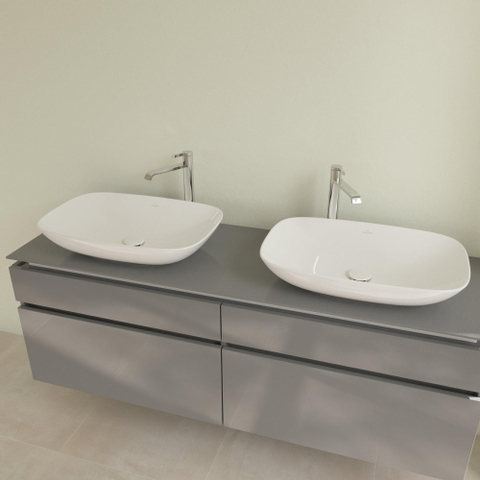 Villeroy & Boch Loop & Friends opzetwastafel - 62x42cm - zonder kraangat - zonder overloop CeramicPlus - White Alpine (glans wit) SW644144