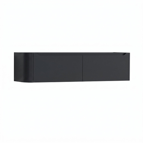 H&R Badmeubelen Juice Meuble sous vasque - 160x45x40cm - angle gauche arrondi - 2 tiroirs - poignée intégrée - Dark blue SW1110501