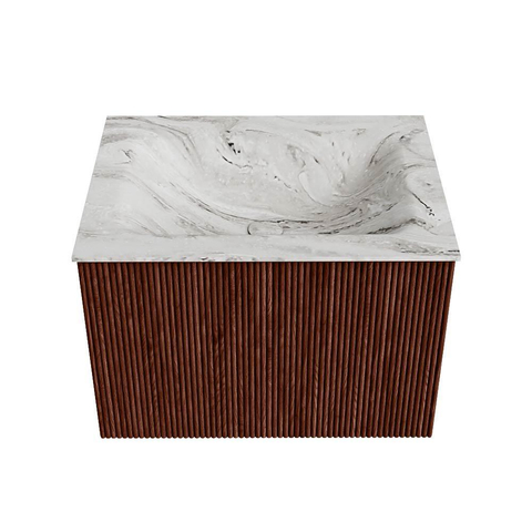 Mondiaz KURVE-DLUX Badkamermeubelset - 60x46x40cm - 1 lade - wastafel solid surface - midden - 1 kraangat - Ruby SW1415789