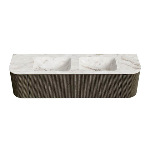 Mondiaz KURVE-DLUX Ensemble de meubles de salle de bains - 170x46x40cm - 1 tiroir - 2 portes - vasque solid surface - double - sans trou de robinet - Shadow SW1414381