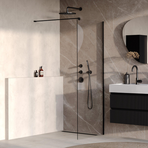 BRAUER Oblivion Paroi de douche à l'italienne - 80x200cm - revêtement verre - verre clair - noir mat SW1417902