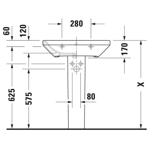 Duravit Durastyle Wastafel - 65x44cm - met 1 kraangat - met overloop - wit SW54093