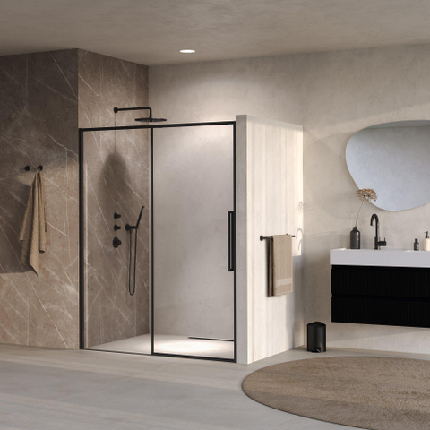 BRAUER Galactic Nisdeur - 160x200 - 2-delig schuif - helder glas - omkeerbaar - incl. glascoating - mat zwart SW1580965