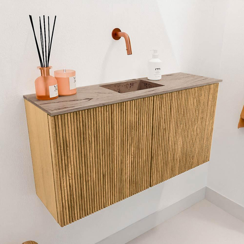 Mondiaz JOYA-DLUX 80cm toiletmeubel - kleur Oak - Wastafel FAYE positie Midden Zonder kraangat kleur Arena. SW1423848