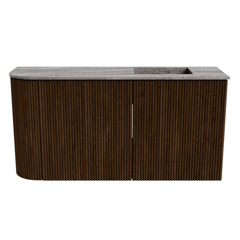 Mondiaz JOYA-DLUX 81.6cm toiletmeubel - ronding links kleur Walnut - Wastafel FAYE positie Rechts 1 kraangat kleur Oza. SW1424594