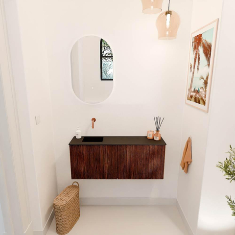 Mondiaz JOYA 100cm meuble de toilette - couleur Ruby - Vasque FAYE position Gauche Sans trou de robinet couleur Urban SW1421806