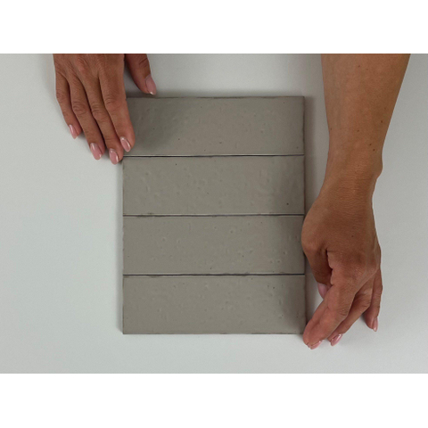 SAMPLE Terravito Nocino wandtegel - 6x18.6cm - Morchella mat (grijs) SW1221254