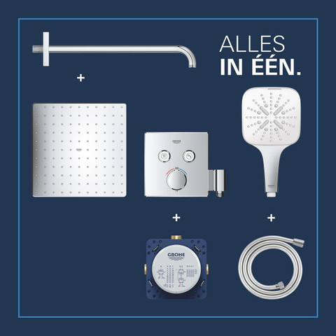Grohe QuickFix Precision SmartControl Inbouw Douchesysteem - Vitalio Rain Mono 310 Cube hoofddouche - chroom SW1120186