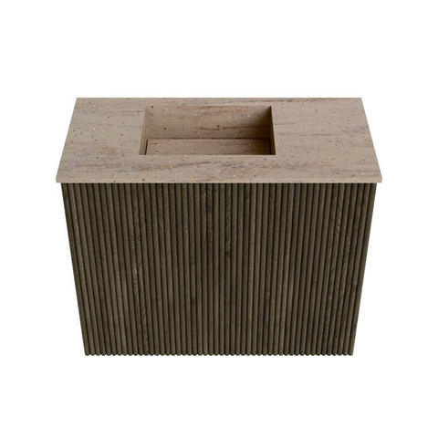 Mondiaz JOYA-DLUX 50cm toiletmeubel - kleur Shadow - Wastafel FAYE positie Links Zonder kraangat kleur Saba. SW1425099