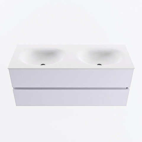 Mondiaz VICA Ensemble de meubles de salle de bains - 120cm - cale - 2 tiroirs - Lavabo MOON - double sans trou de robinet - couleur talc - Version XL 60cm de haut SW1189307