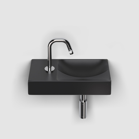 Clou Vale lave-mains en céramique 38x19x7cm trou de robinet à gauche Noir mat SW451468