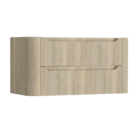 H&R Badmeubelen Juice Meuble sous lavabo - 100x45x50cm - coins arrondis - 2 tiroirs - poignée intégrée - chêne français SW1489127