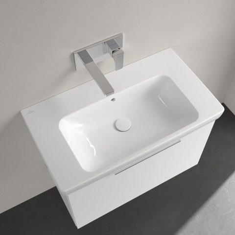 Villeroy & Boch Architectura wastafel - 80x44.5cm - zonder kraangat - met overloop CeramicPlus - White Alpine (glans wit) SW1162264