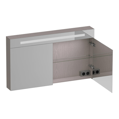 BRAUER Promise Deluxe spiegelkast - 120x70x15cm - met verlichting - 2 dubbelzijdige spiegeldeuren - Timber Greige sHOWROOMMODEL SHOW26768