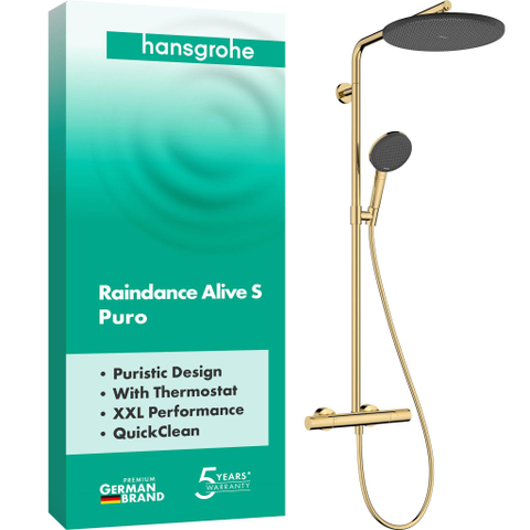 Hansgrohe Raindance alive S - showerpipe - 300 - 1jet Puro Ecostat Element - gepolijst goud (goud) SW1388256
