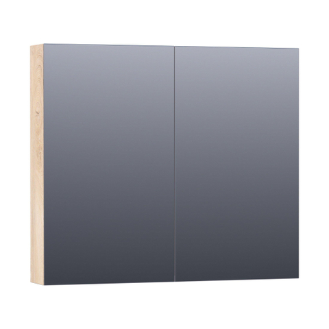 Saniclass Dual Spiegelkast - 80x70x15cm - 2 links- rechtsdraaiende spiegeldeur - MFC - sahara SW371761