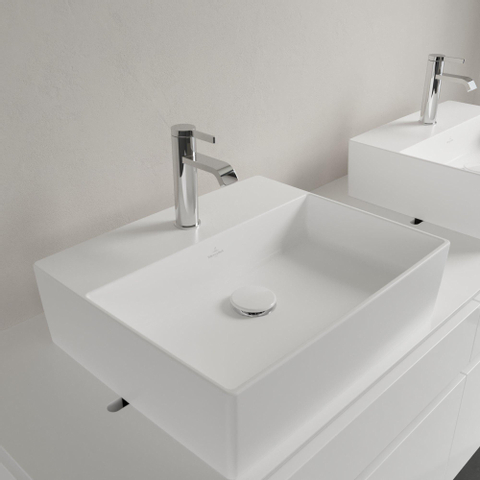 Villeroy & Boch memento 2.0 opzetwastafel - 50x42cm - met 1 kraangat - zonder overloop CeramicPlus - Stone White (mat wit) SW209586