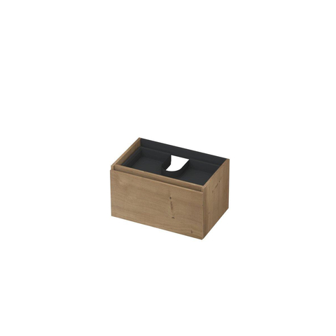 INK Wastafelonderkast - 70x45x40cm - 1 lade - greeploos - met houten keerlijst - MDF - Ash grey SW493513