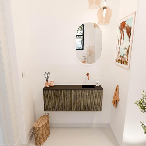 Mondiaz JOYA 100cm meuble de salle de bains - couleur Dusk - Vasque FAYE position Droite Sans trou de robinet couleur Urban SW1421658
