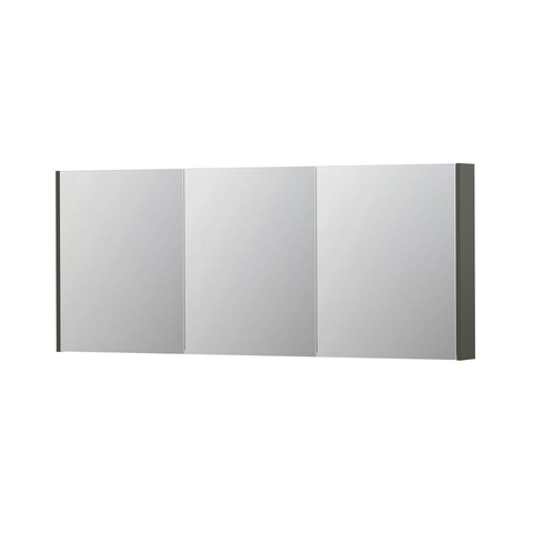 INK SPK2 Spiegelkast - 180x14x74cm - 3 deuren - dubbelzijdige Spiegel - schakelaar en stopcontact - MDF lak Mat beton groen SW440063