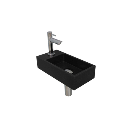 Ink Versus fonteinset – 36x18x9 cm – quartz zwart – kraangat links – chromen kraan SW157989