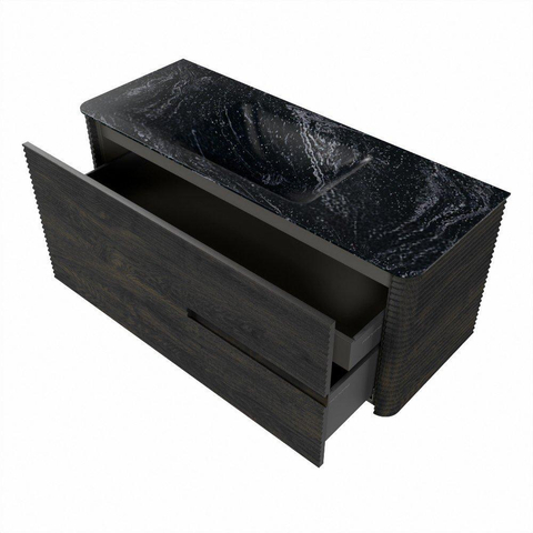 Mondiaz CIRO-DLUX Ensemble de meuble de salle de bains - 120x45x50cm - Lavabo solid surface Lava - 1 vasque au milieu - 1 trou de robinet - 2 tiroirs - Shadow SW1532269