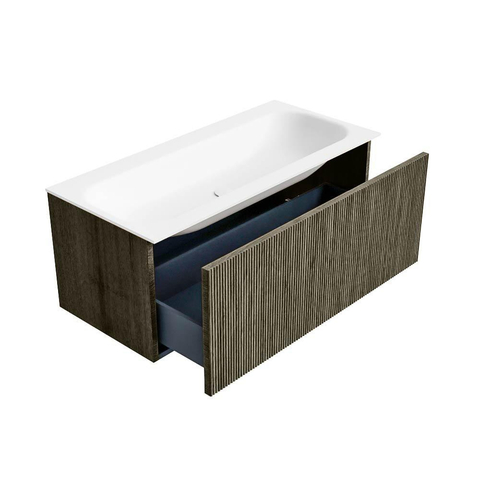 Mondiaz KURVE Ensemble meuble de salle de bains - 100x46x40cm - 1 tiroir - vasque solid surface - central - 1 trou de robinet - Shadow SW1414232